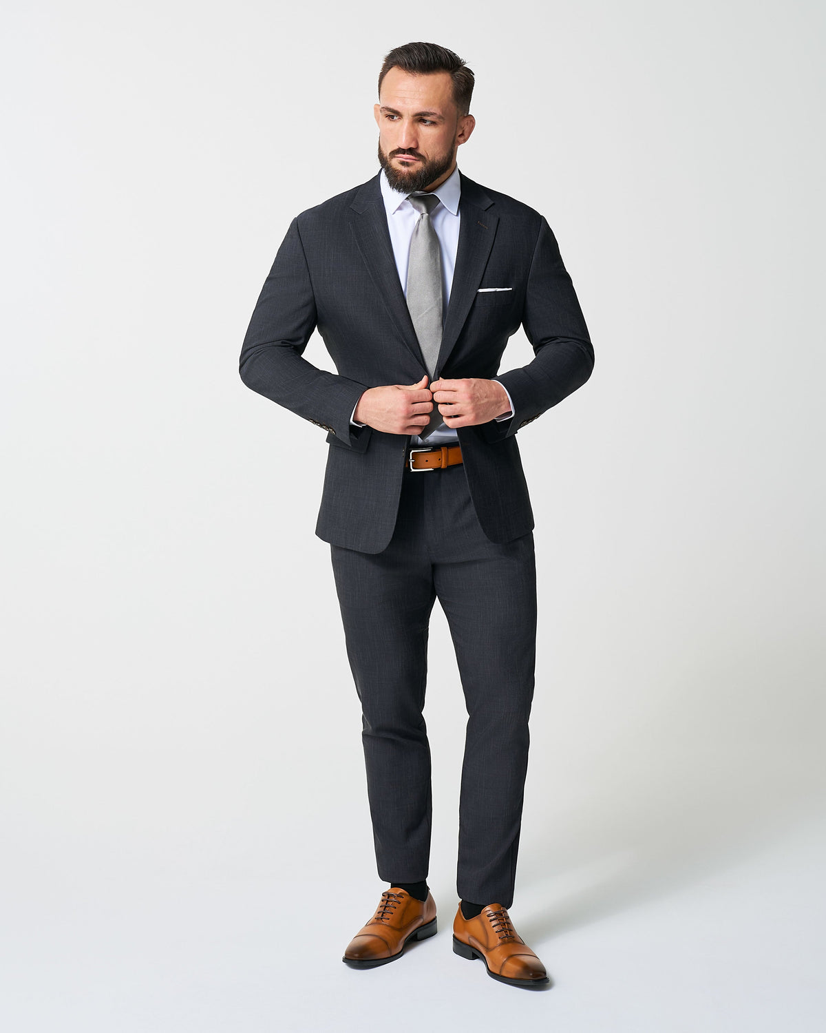 Athletic Fit Stretch Blazer - Heathered Midnight Navy