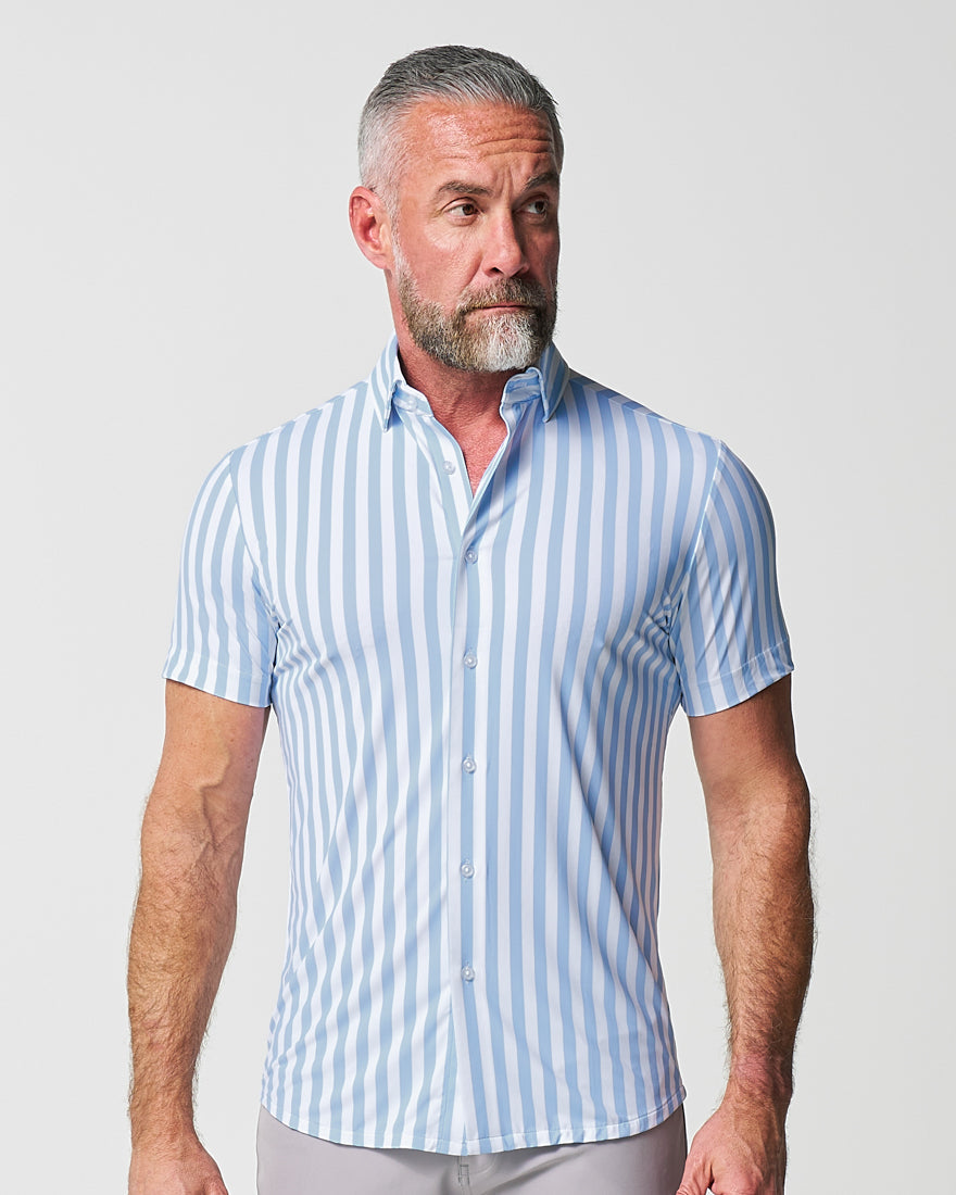 "The Greyson" Light Blue & White Striped