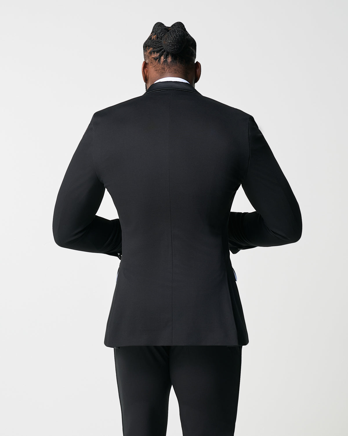 Athletic Fit Stretch Tuxedo Jacket - Black with Peak Lapel