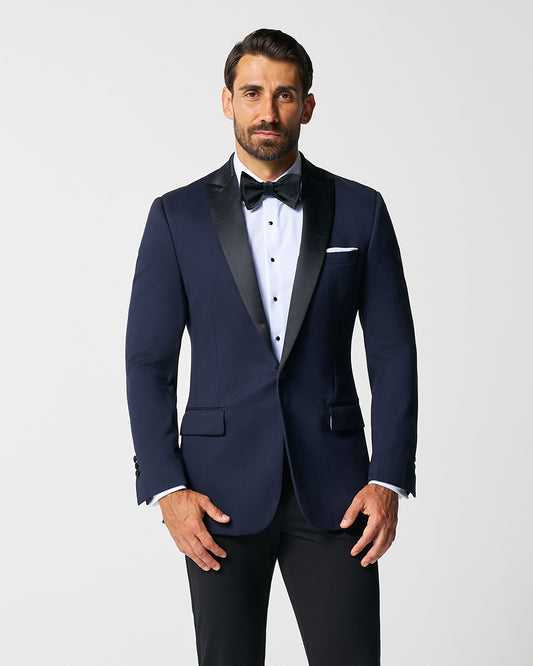 Athletic Fit Stretch Tuxedo Jacket - Navy with Peak Lapel