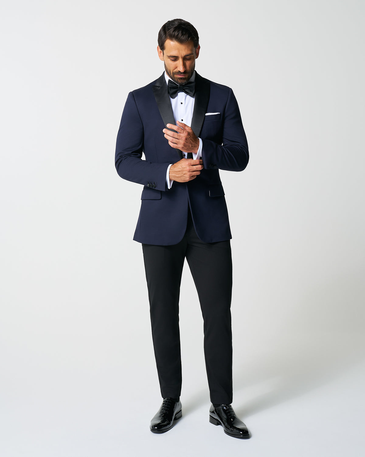Athletic Fit Stretch Tuxedo Jacket - Navy with Peak Lapel