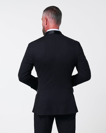 Athletic Fit Stretch Tuxedo Jacket - Black with Shawl Lapel
