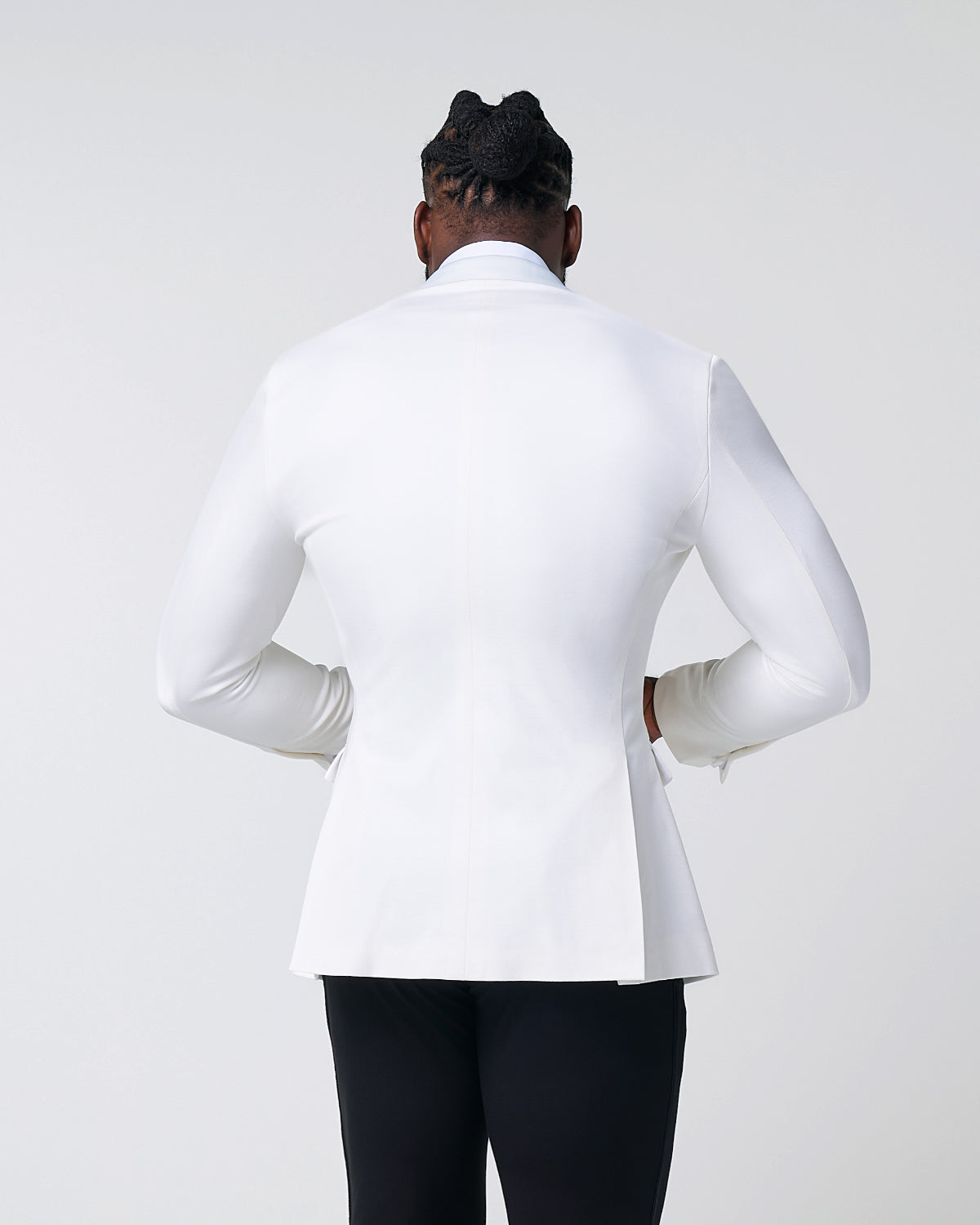 Athletic Fit Stretch Tuxedo Jacket - Solid Cream with White Shawl Lape