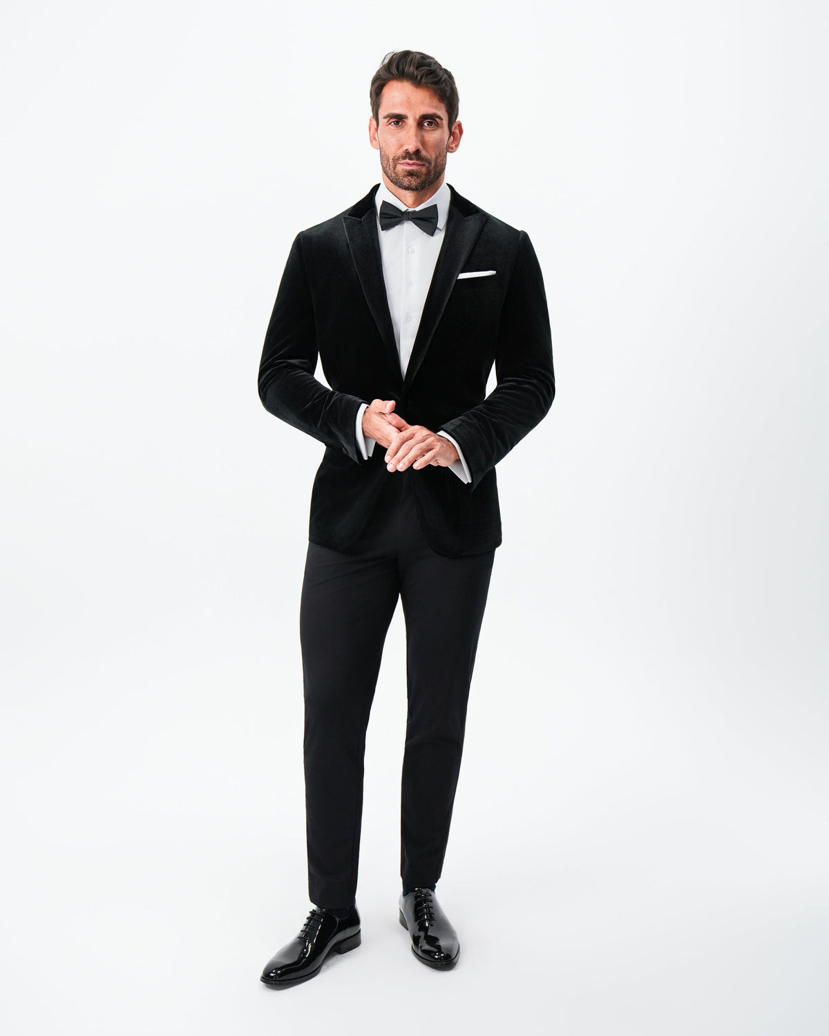 Tuxedo Jacket - Black Velvet with Peak Lapel