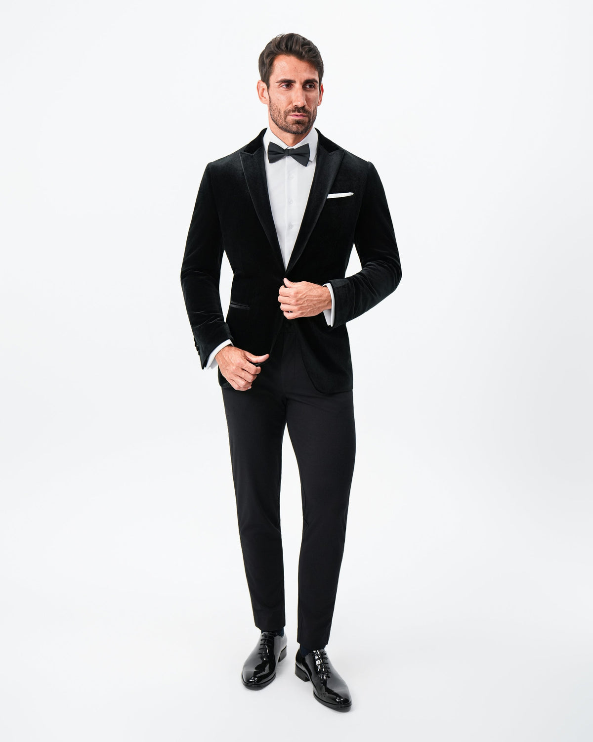 Tuxedo Jacket - Black Velvet with Peak Lapel