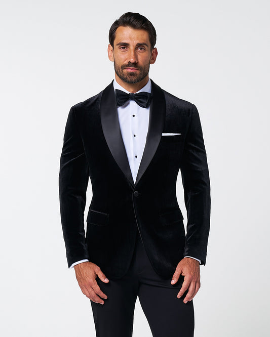 Athletic Fit Stretch Tuxedo Jacket - Black Velvet