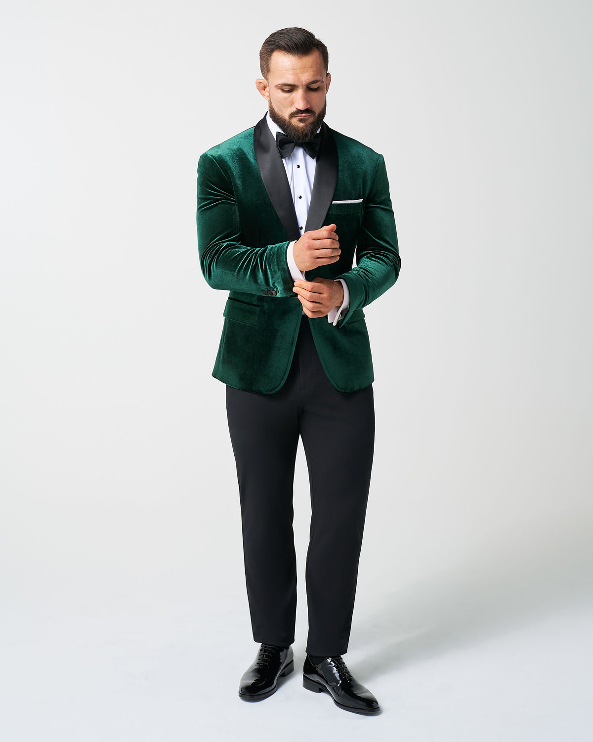 Athletic Fit Stretch Tuxedo Jacket - Green Velvet