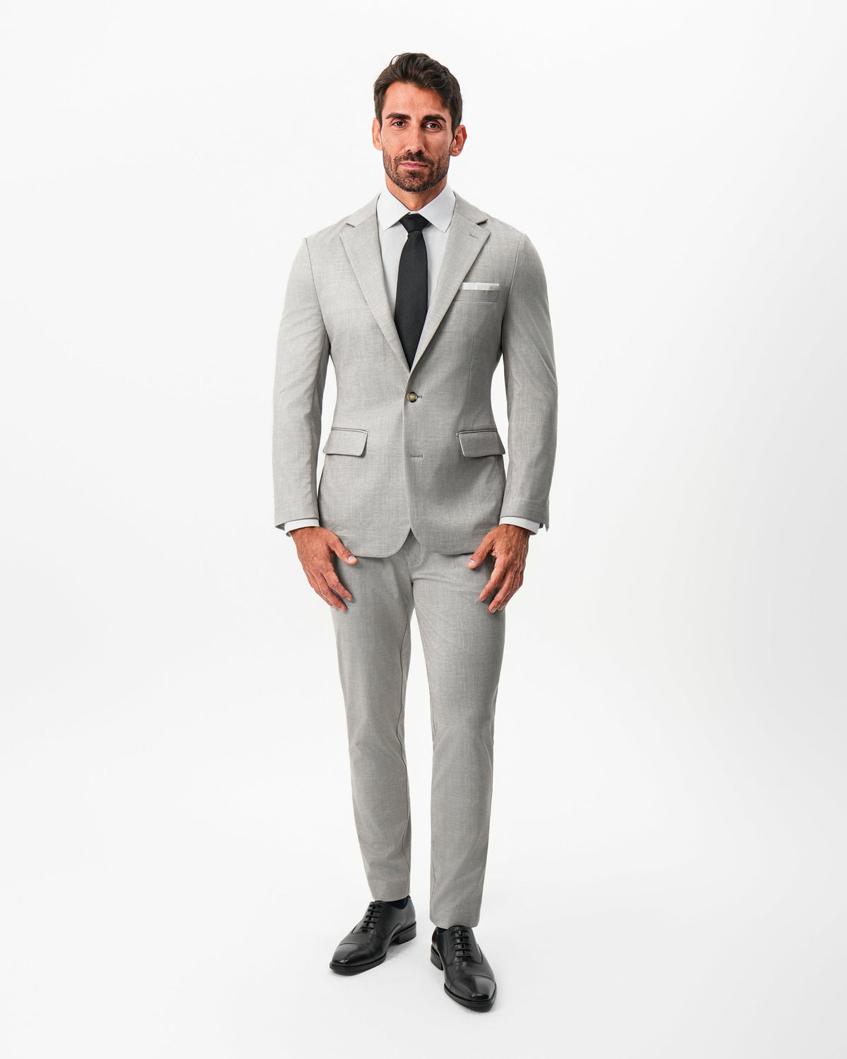 Athletic Fit Stretch Blazer - Unstructured Stone Crosshatch
