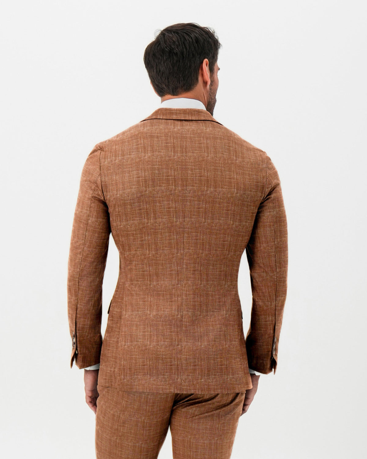 Athletic Fit Stretch Blazer - Unstructured Light Brown Crosshatch