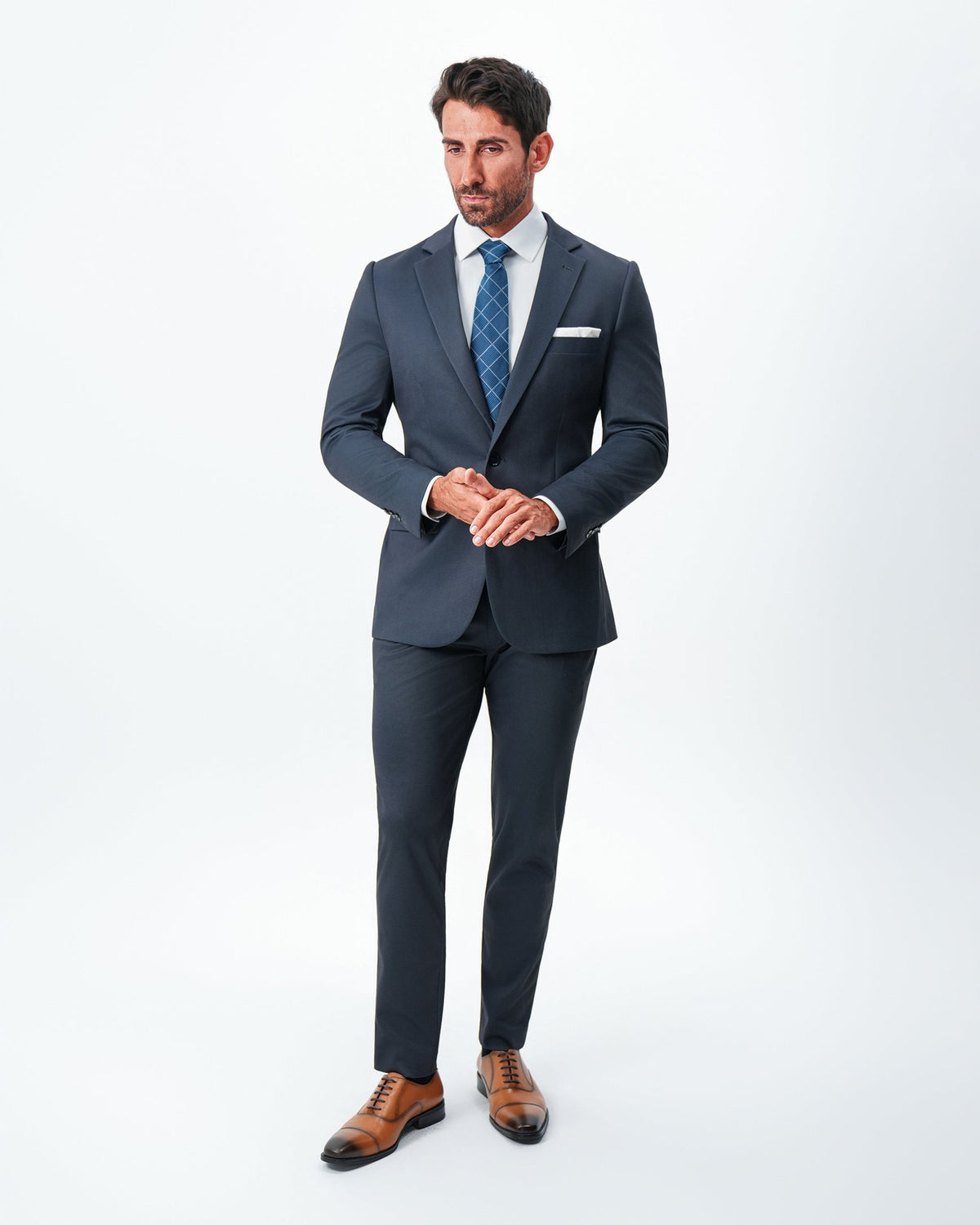 Athletic Fit Stretch Blazer - Navy & Black Mini Houndstooth