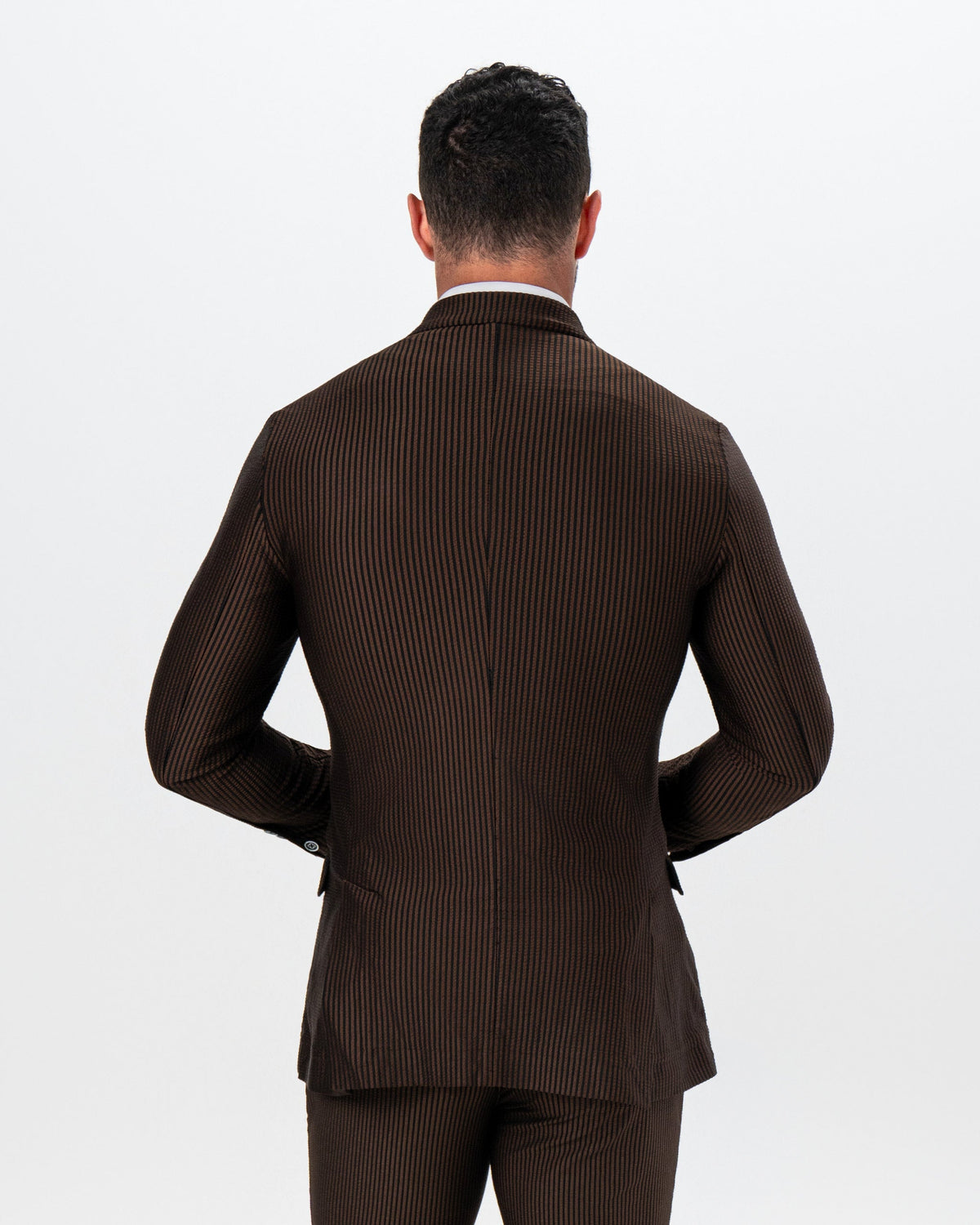 Athletic Fit Stretch Blazer - Brown & Black Seersucker