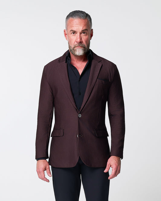 Athletic Fit Stretch Blazer - Plum Seersucker
