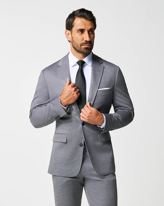 Athletic Fit Stretch Blazer - Shadow Grey Plaid