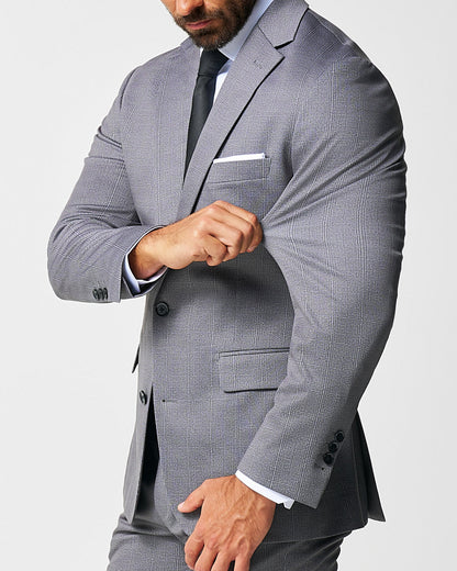 Athletic Fit Stretch Blazer - Shadow Grey Plaid