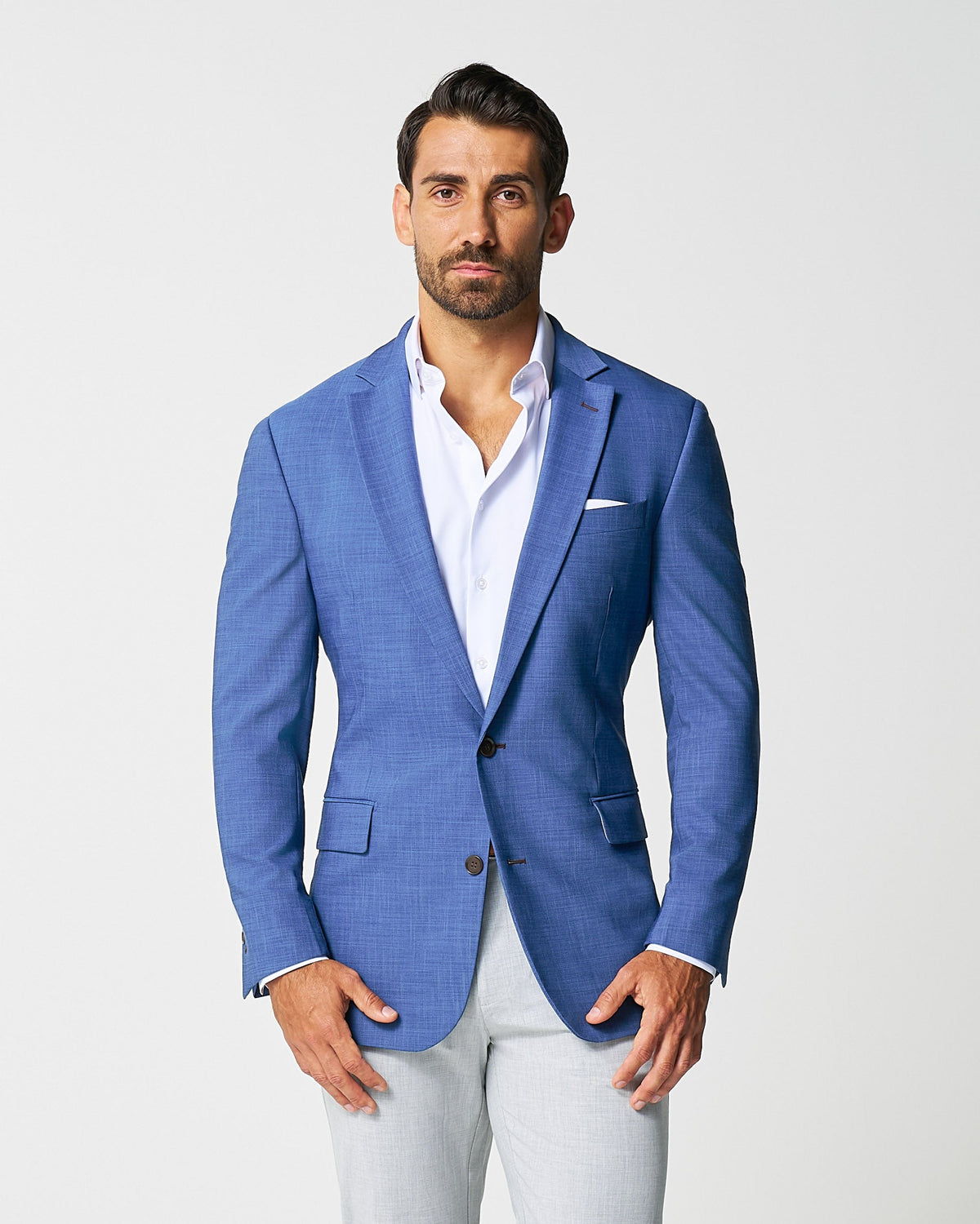 Athletic Fit Stretch Blazer - Heathered Blue