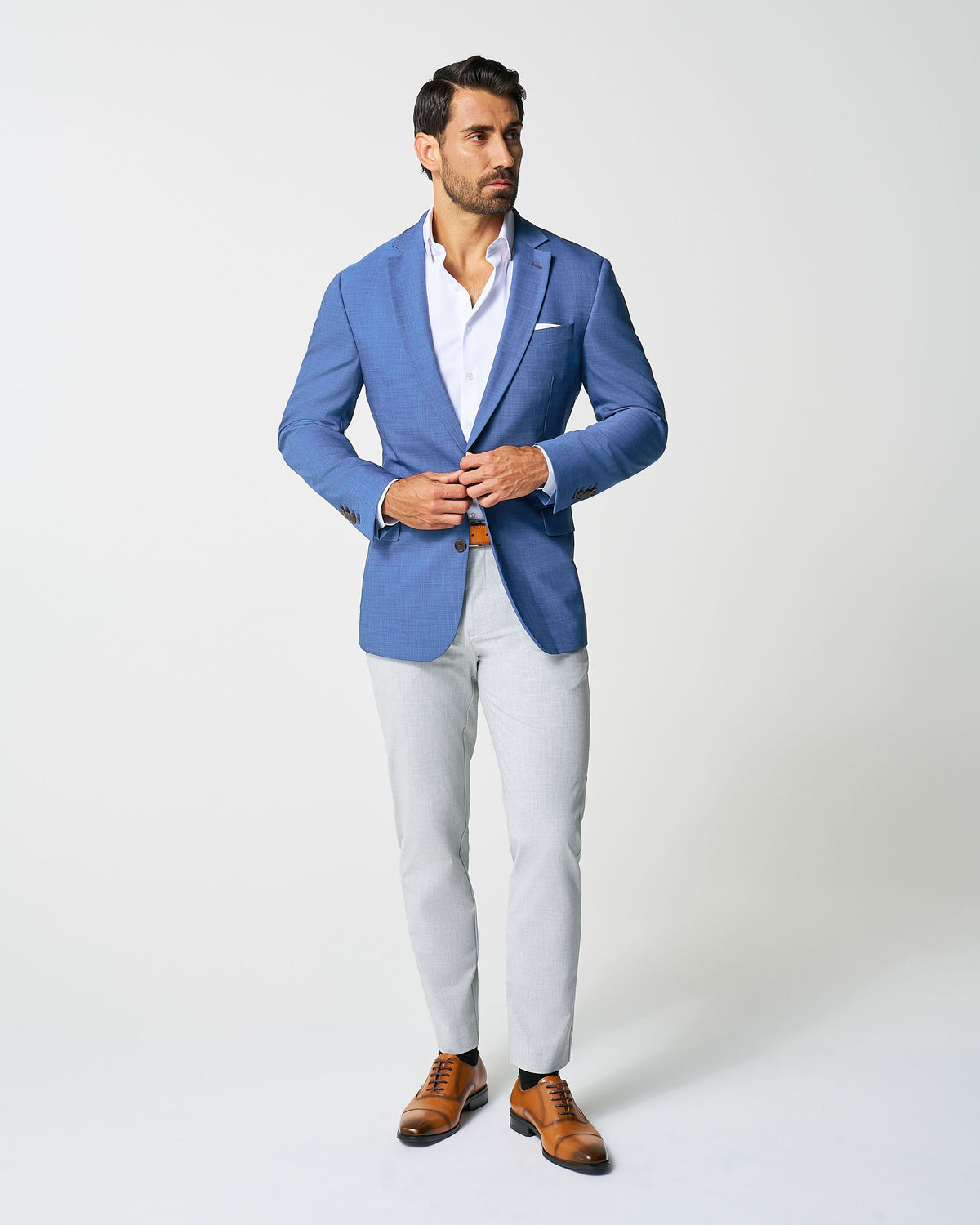 Athletic Fit Stretch Blazer - Heathered Blue