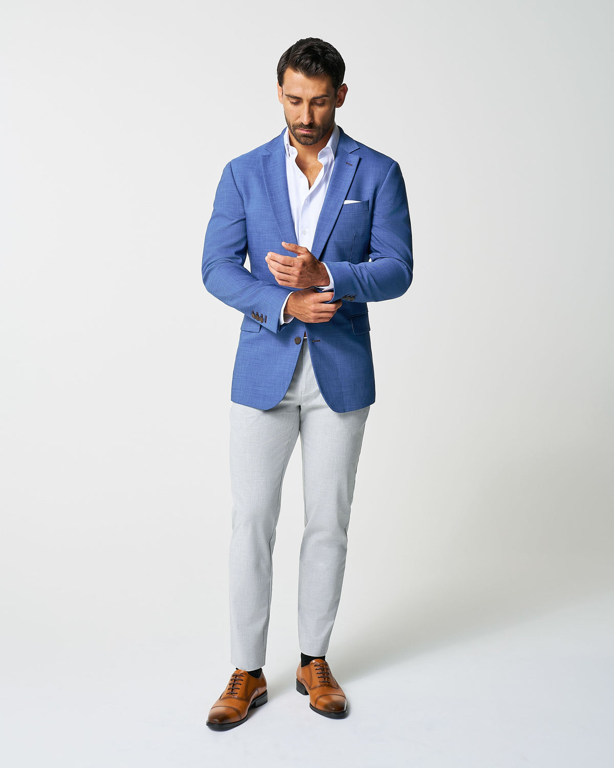 Athletic Fit Stretch Blazer - Heathered Blue
