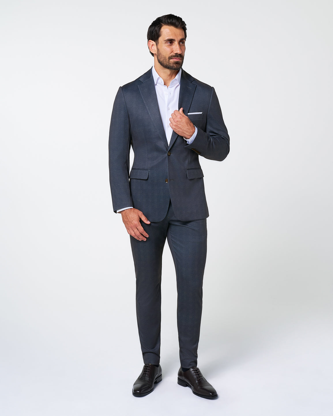 Athletic Fit Stretch Blazer - Midnight Navy Plaid