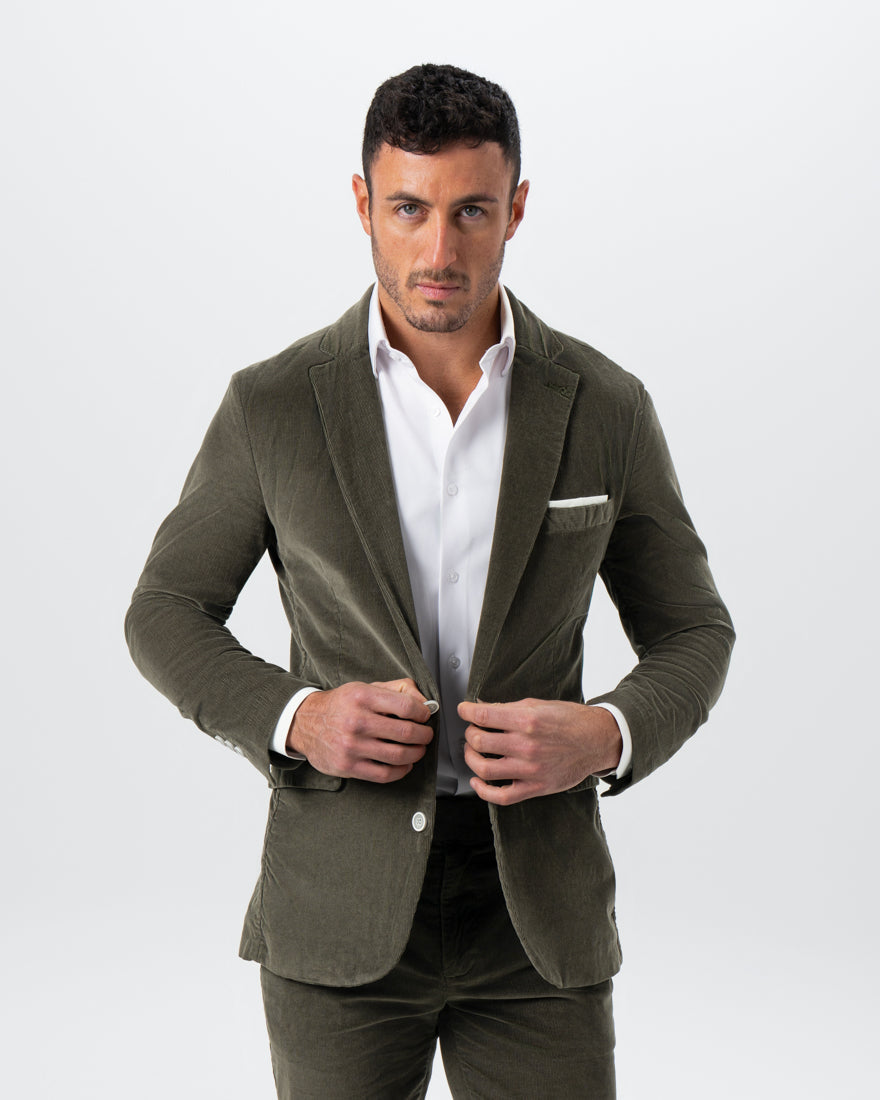 Unstructured Corduroy Blazer - Dark Olive
