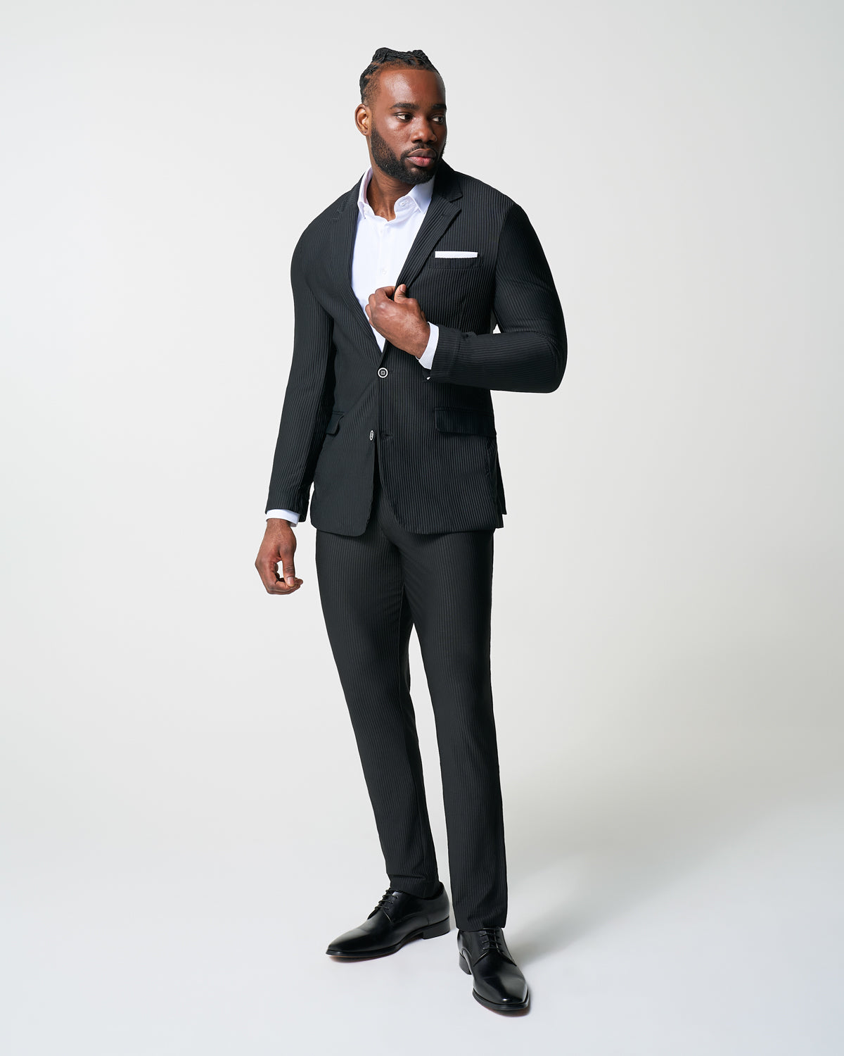 Athletic Fit Stretch Blazer - Black Seersucker
