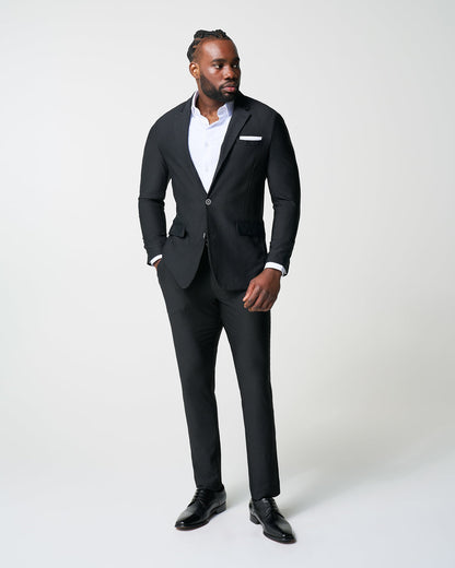 Athletic Fit Stretch Blazer - Black Seersucker