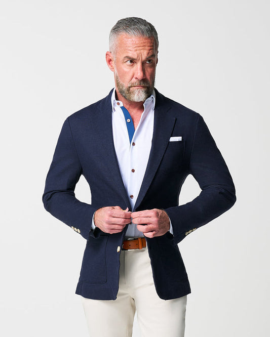 Unstructured Linen Blazer - Navy
