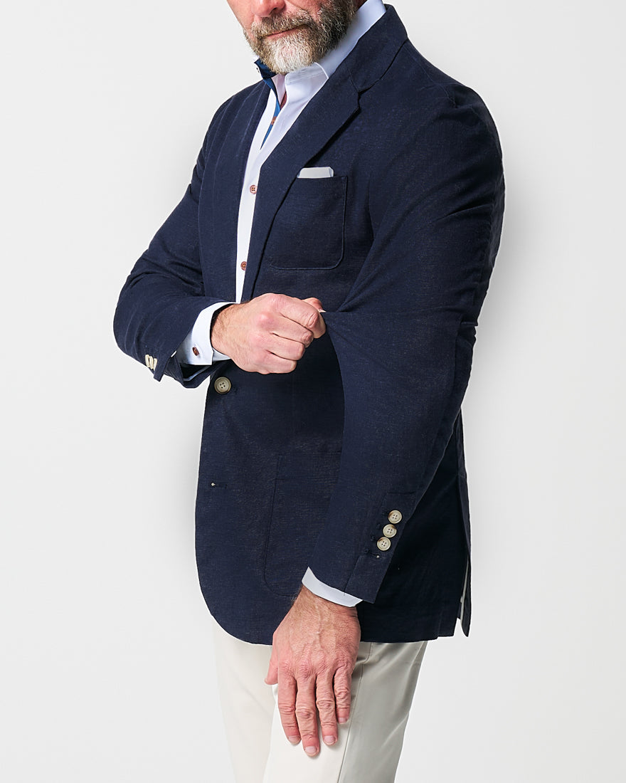 Unstructured Linen Blazer - Navy