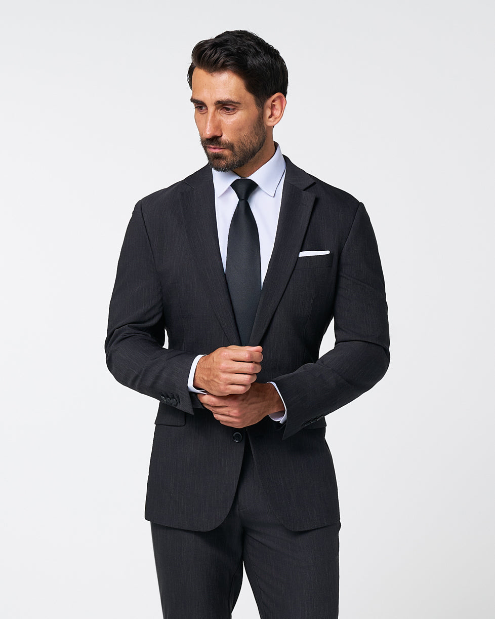 Athletic Fit Stretch Blazer - Heathered Charcoal