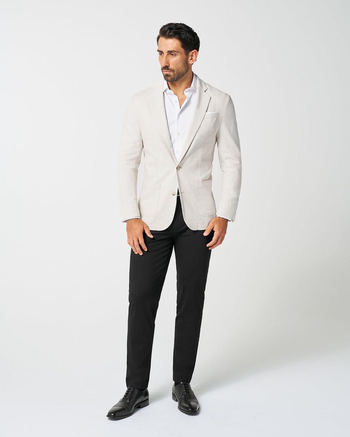 Unstructured Linen Blazer - Cream