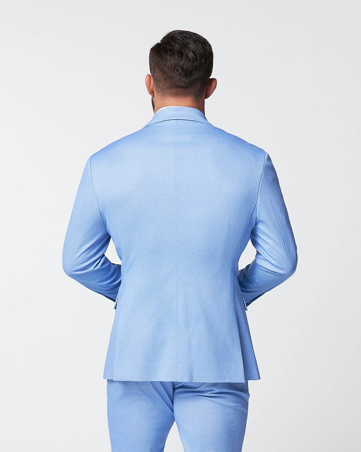 Athletic Fit Stretch Blazer - Light Blue Mini Houndstooth