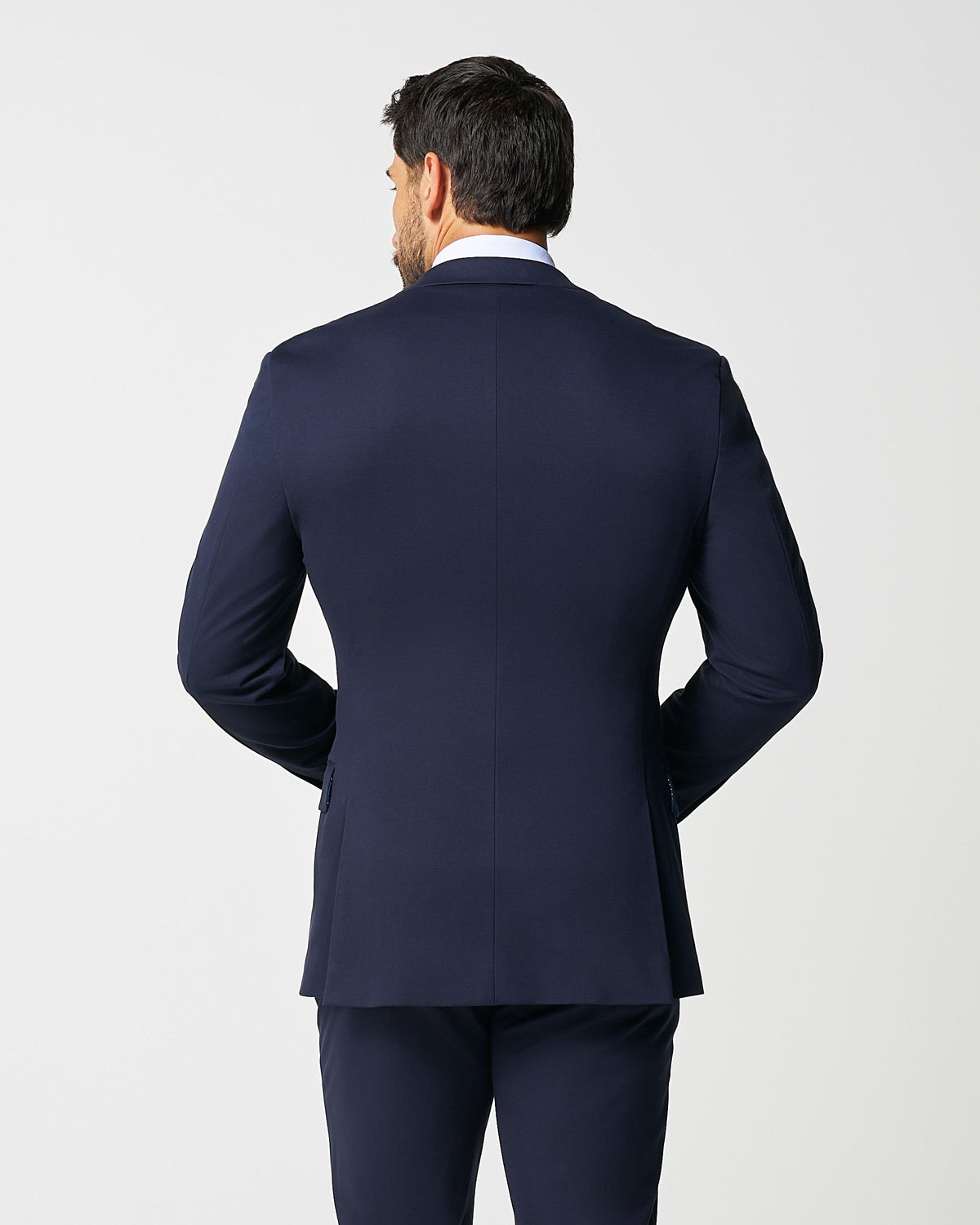 Athletic Fit Stretch Blazer - Navy Double Breasted