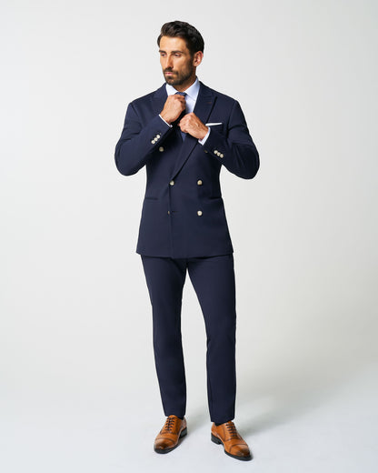 Athletic Fit Stretch Blazer - Navy Double Breasted