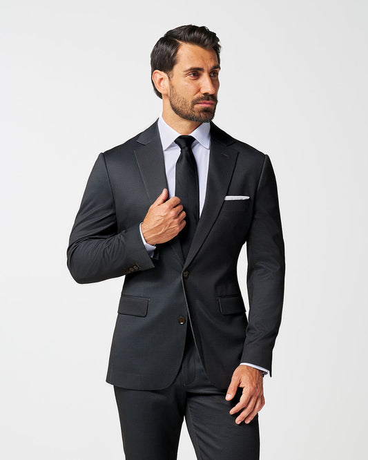 Athletic Fit Stretch Blazer - Charcoal Microcheck