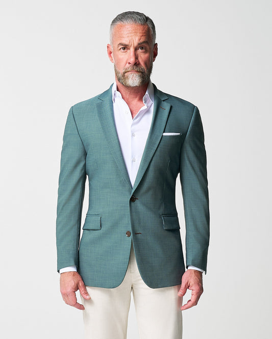 Athletic Fit Stretch Blazer - Heathered Sea Green
