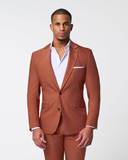 Athletic Fit Stretch Blazer - Heathered Burnt Orange