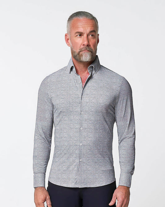 "The Rolo" Sport Shirt - Light Grey Printed Linen