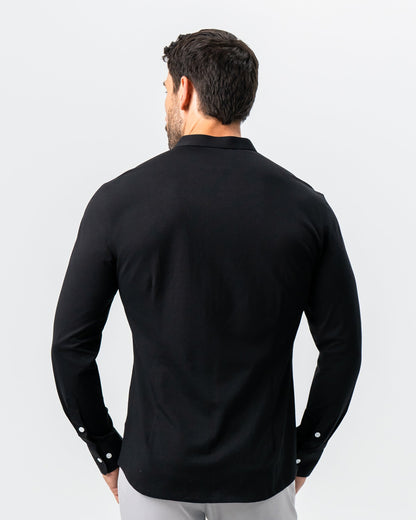 Banded Collar Button Down - Black