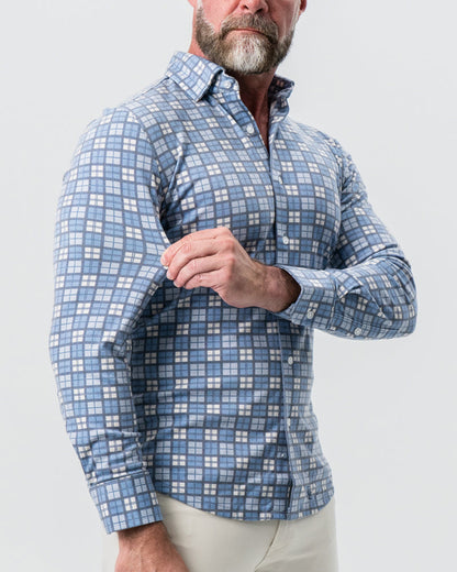 "The Ellis" Blue, Tan & Teal Plaid Button Down