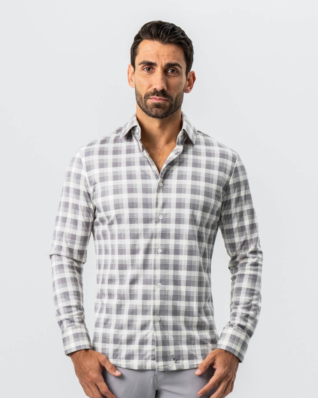 "The Holden" Grey Plaid Button Down