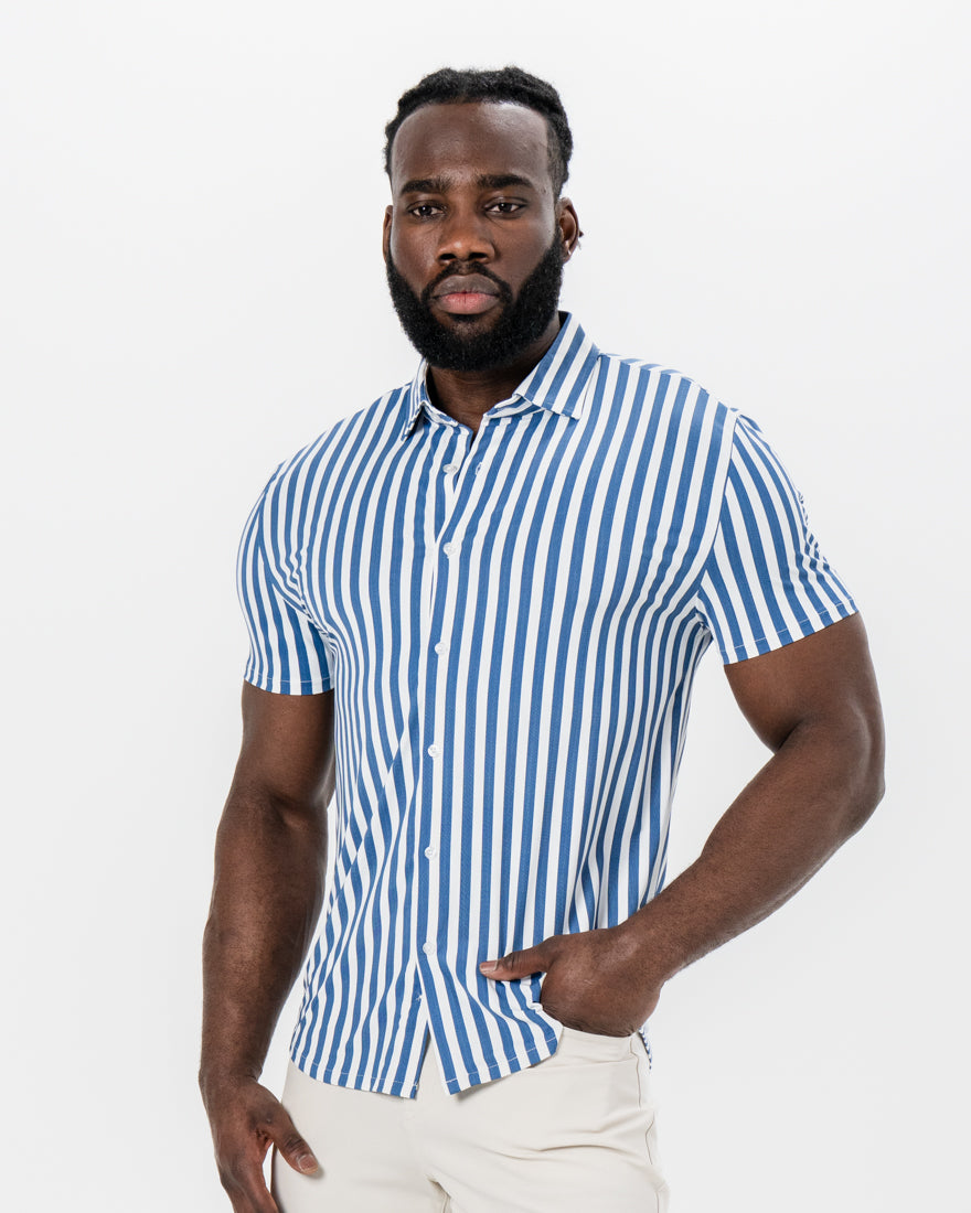 "The Bay" Navy & White Bengal Stripe