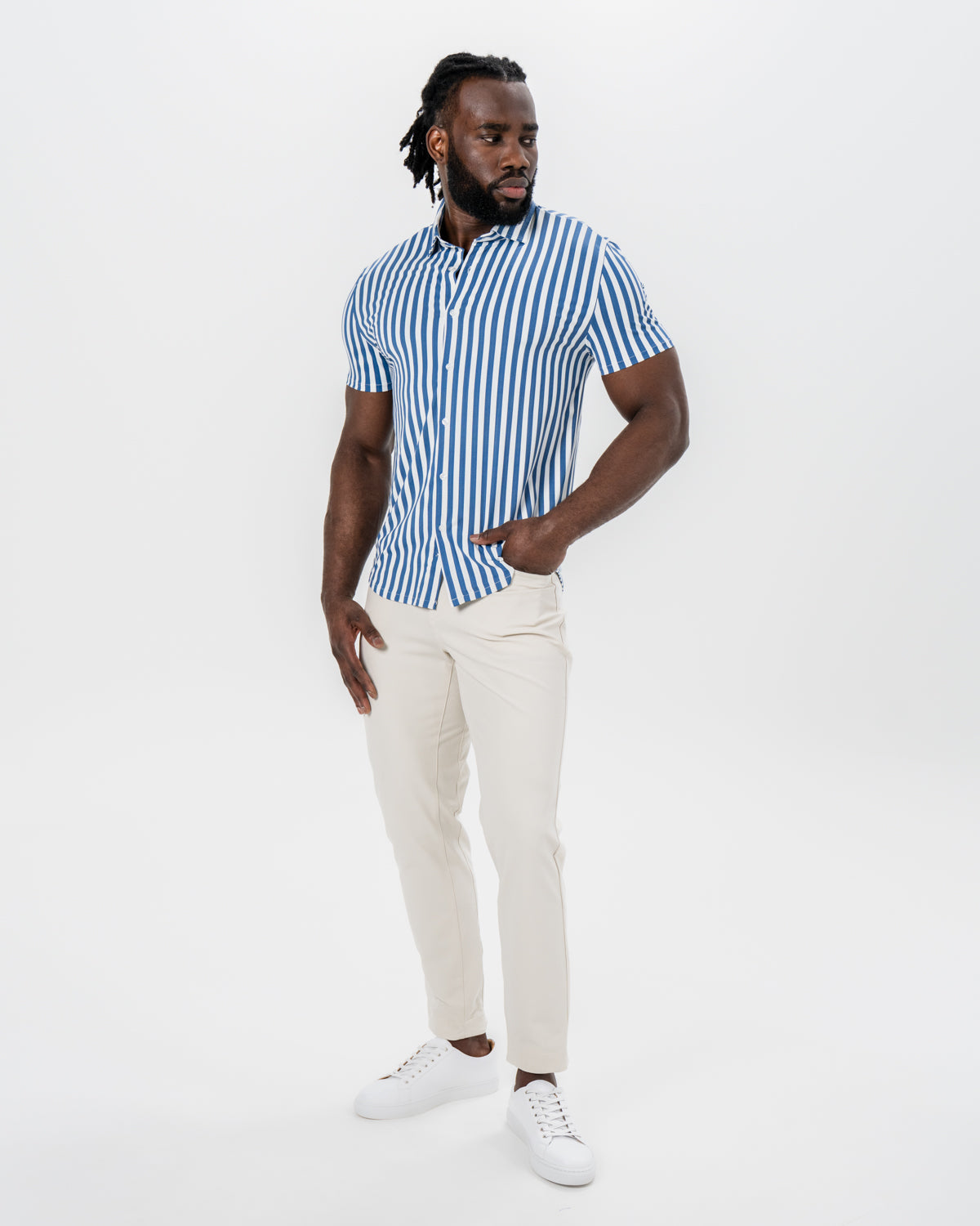 "The Bay" Navy & White Bengal Stripe