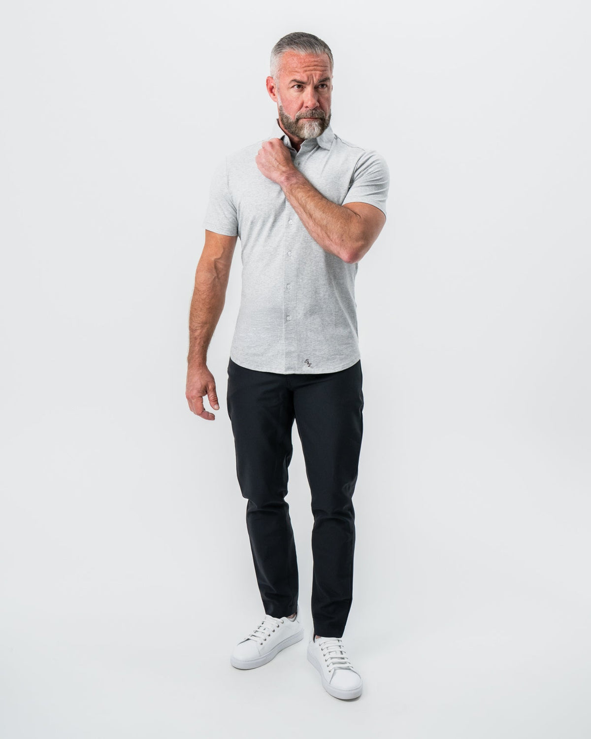 "The Baldwin" Grey Short Sleeve Button Down