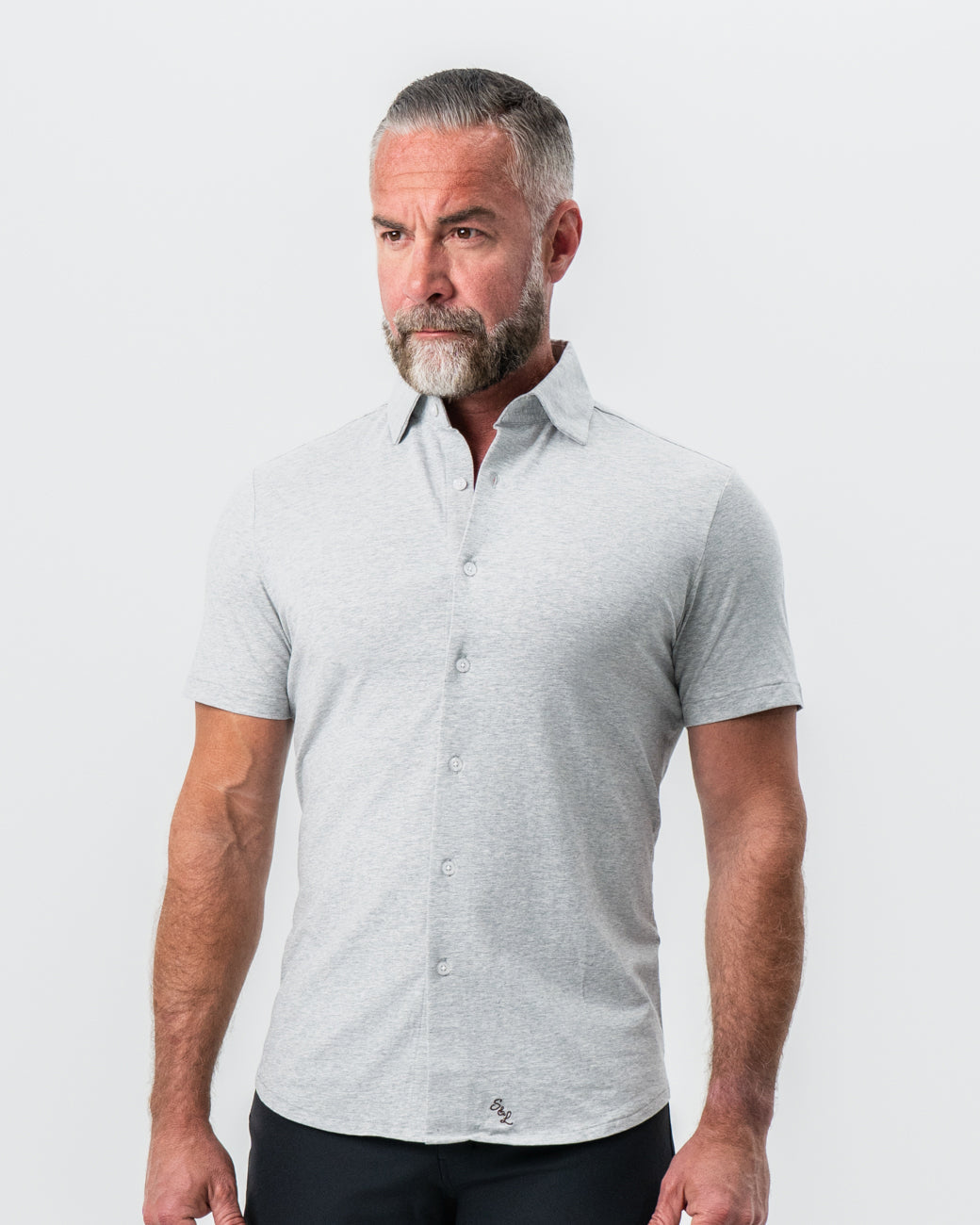 "The Baldwin" Grey Short Sleeve Button Down