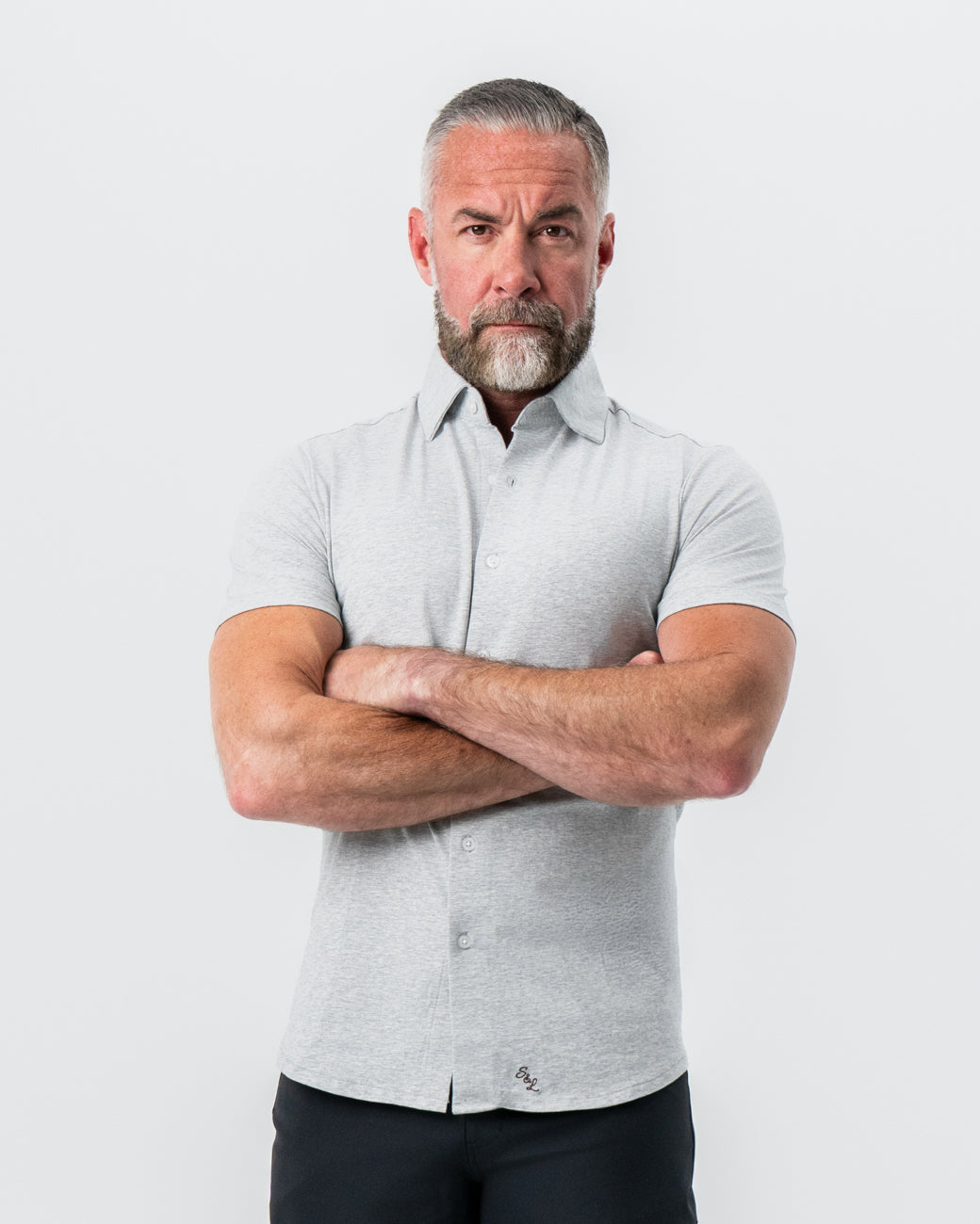 "The Baldwin" Grey Short Sleeve Button Down