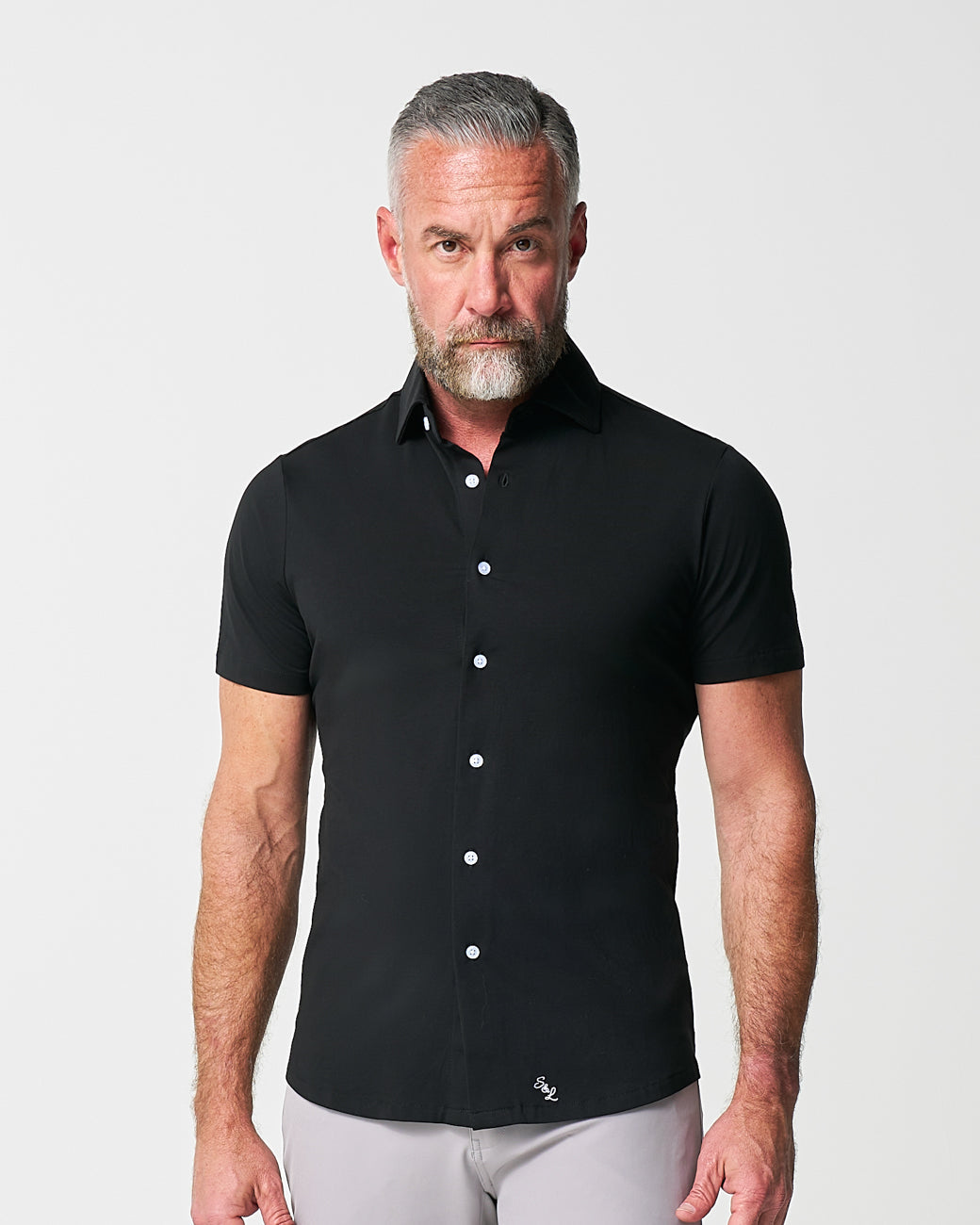"The Roth" Black Short Sleeve Button Down