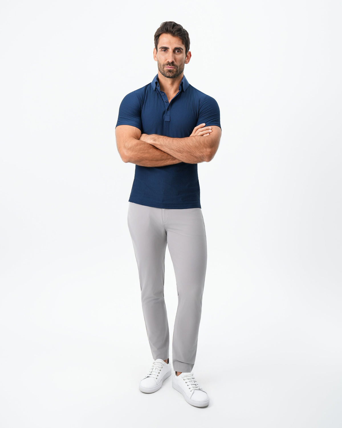 Seersucker Polo - Navy