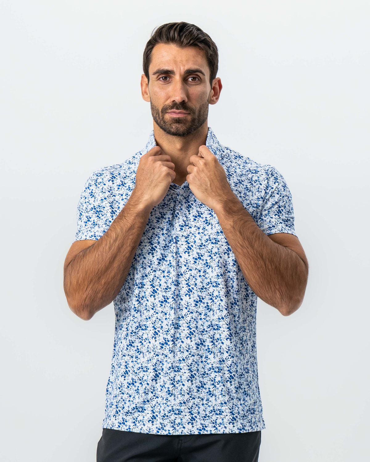 "The Arctic" White, Navy & Blue Floral