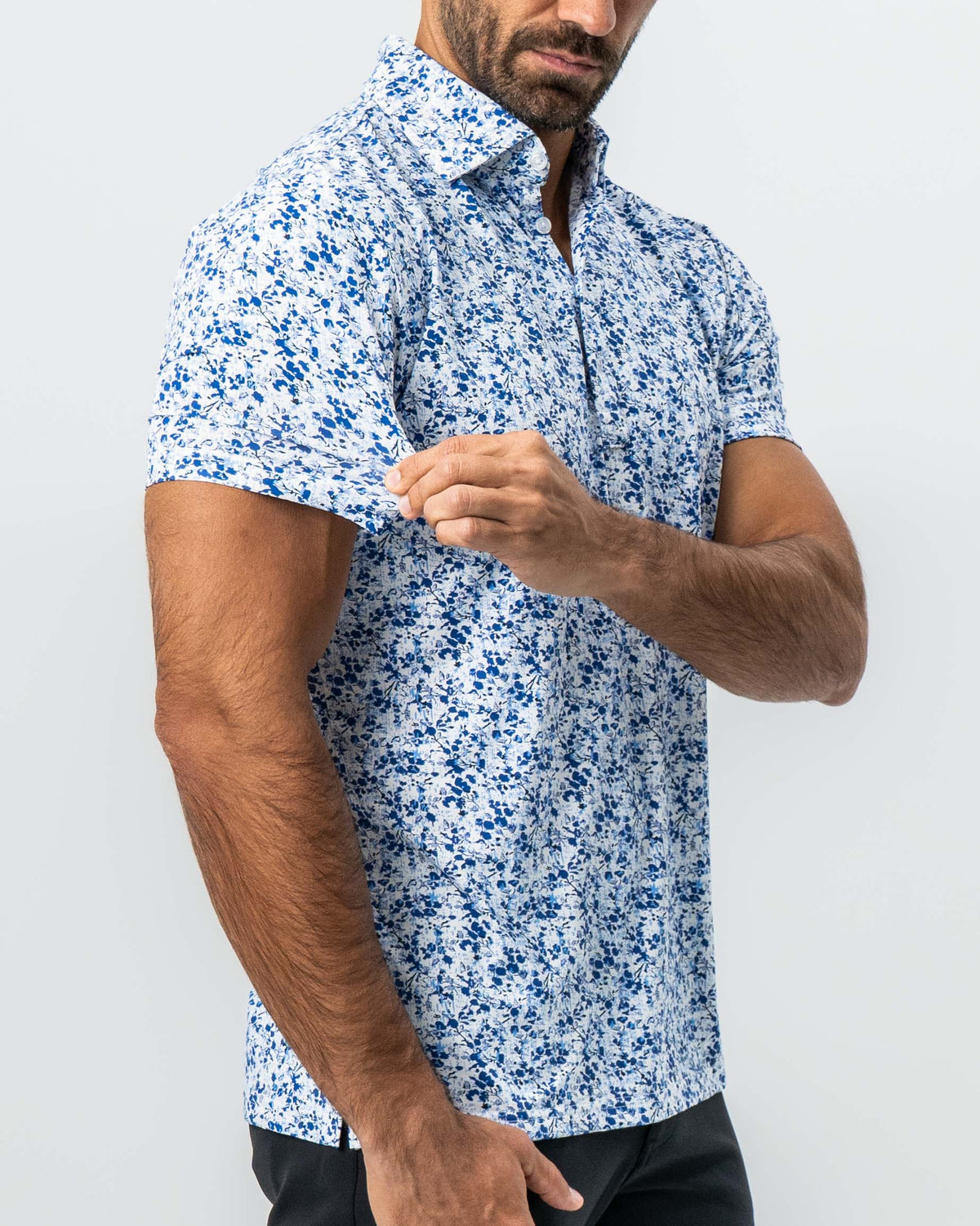 "The Arctic" White, Navy & Blue Floral
