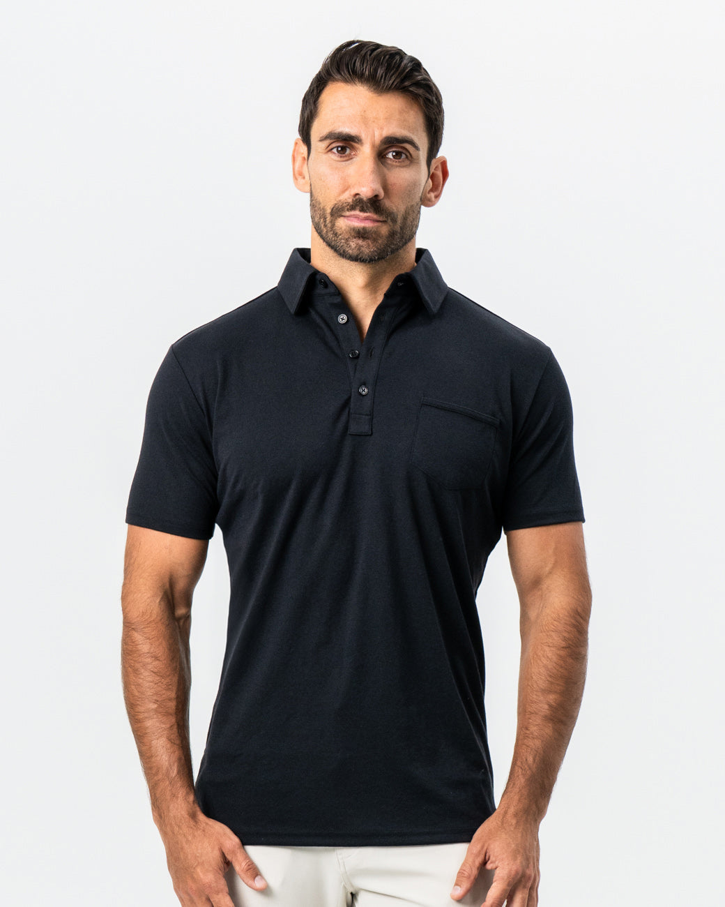 "The Mercury" Black Pique Polo