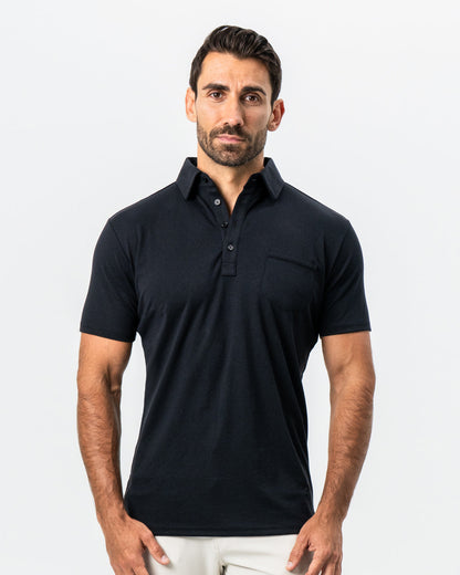 "The Mercury" Black Pique Polo